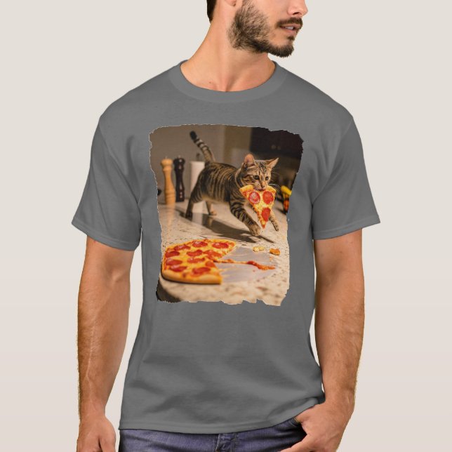T-shirt Pizza volée par des chats ! (Devant)
