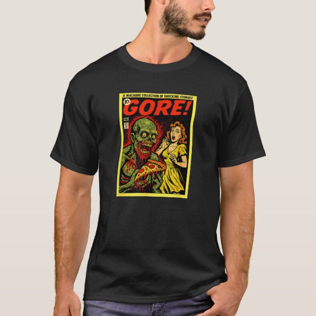 T-shirt Pizza Zombie Gore Horror Couverture comique (Devant)