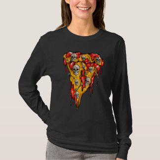 T-shirt Pizza Zombie Skuls Slice Skeleton Pizza Hallowee