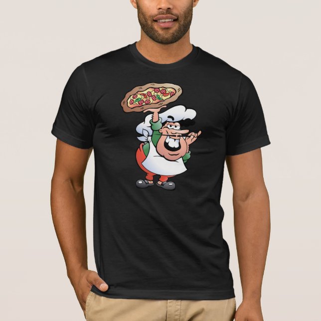 T-shirt Pizzaïolo de dessin animé italien classique (Devant)