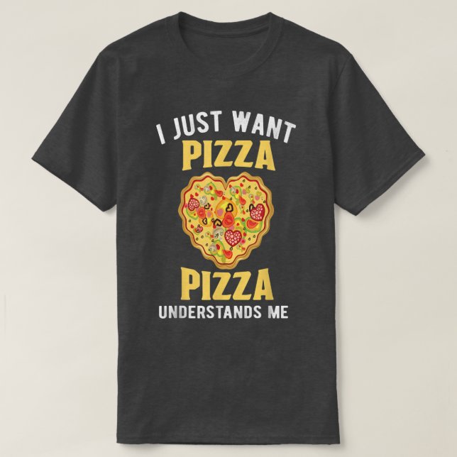 T-shirt Pizzas Salami Champignon Tomate Italie Rouge Blanc (Design devant)
