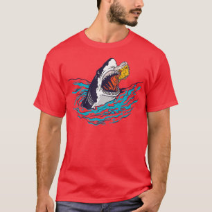T-shirt Pizzaslice Pizza Shark Bites de requin blanc 35455