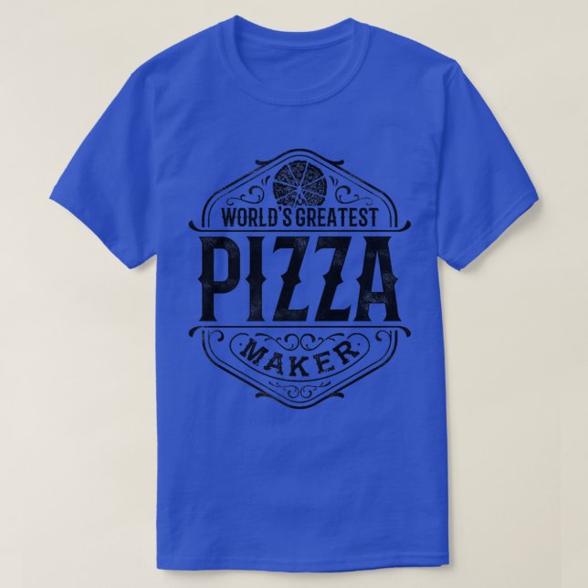 T-shirt Pizzeria de fabrication de pizza la plus grande au (Design devant)