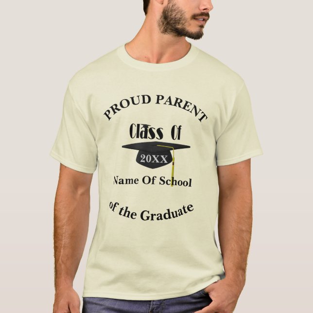 T-shirt Plafond de diplôme de parent fier personnalisé (Devant)