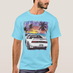 T-shirt Plage Années 1980 White Sports Voiture Ados gars c