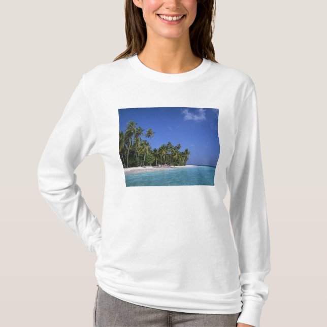 T-shirt Plage avec palmiers, Maldives (Devant)