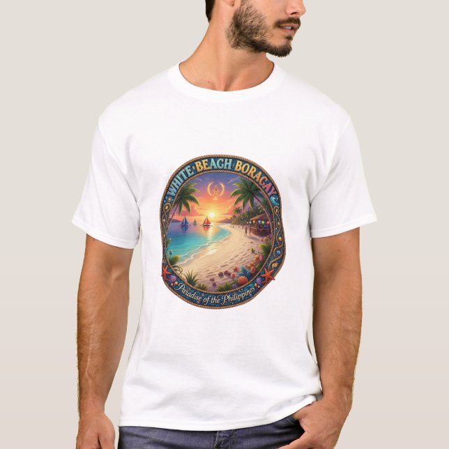 T-SHIRT PLAGE BLANCHE BORACAY (Devant)