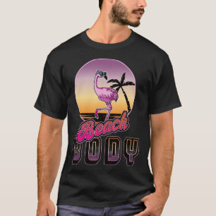 T-shirt Plage Body Funny Flamant rose rétro