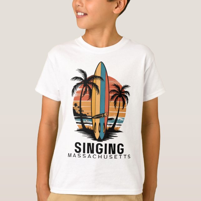 T-shirt Plage chantante Machusetts Surf Surfiste  (Devant)