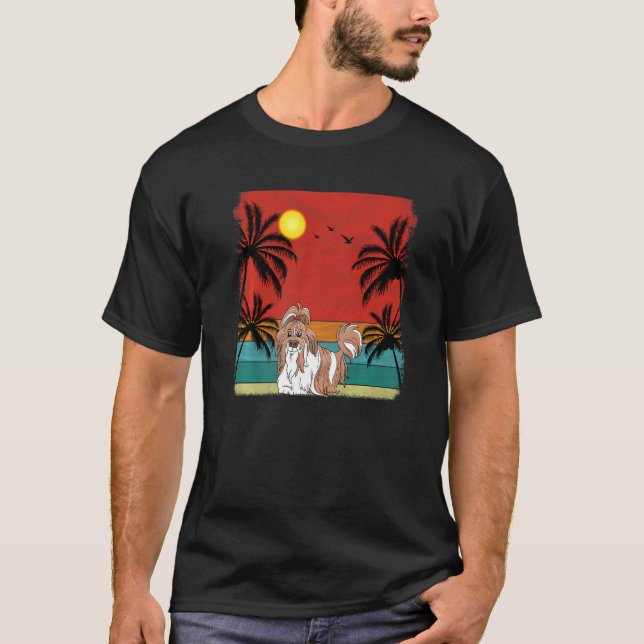 T-shirt Plage Cocotier Arbre Rétro Graphisme Chih Tzu Chie (Devant)