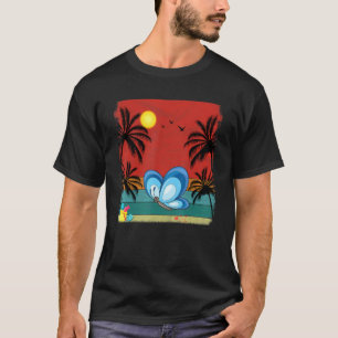 T-shirt Plage Cocotier Arbre Rétro Papillon graphique été