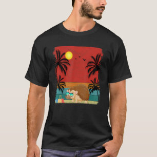 T-shirt Plage Cocotier Arbre Rétro Porcupine Graphique Été