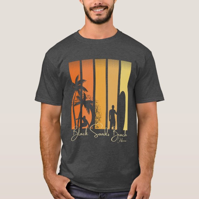 T-shirt Plage de Black Sands Californie Surf (Devant)