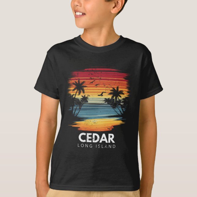 T-shirt Plage de Cedar Long Island Planche de surf Surf vi (Devant)