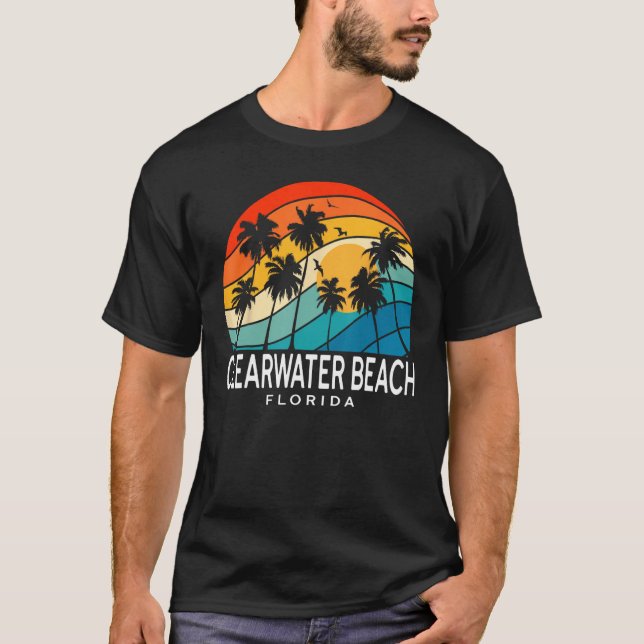 T-shirt Plage de Clearwater Floride Palmier Plage Tropical (Devant)