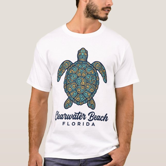 T-shirt Plage de Clearwater Floride Tortue de mer Concepti (Devant)