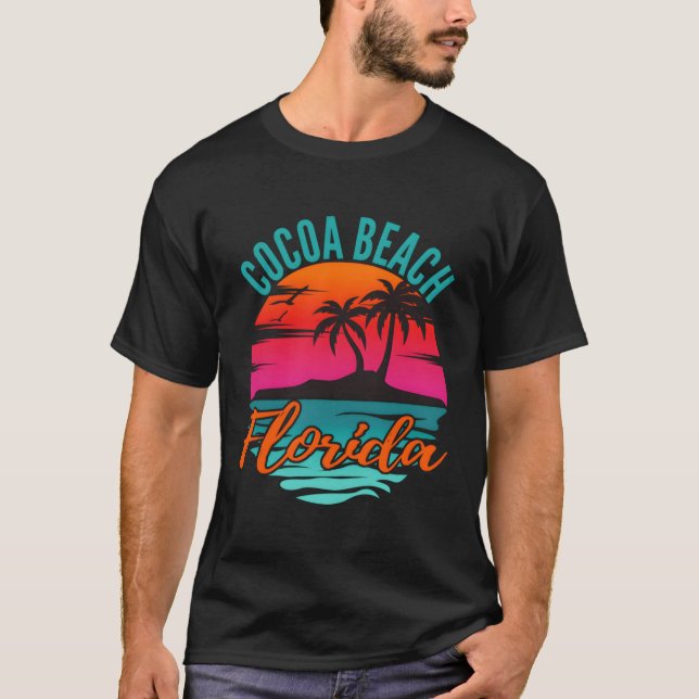 T-shirt Plage de Cocoa Floride Palm Tree Island K (Devant)