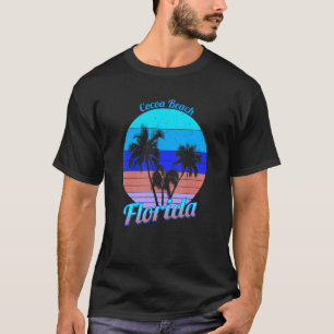 T-shirt Plage de Cocoa Floride Rétro Palmiers Tropicaux Va