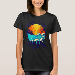 T-shirt Plage de coucher de soleil Rétro Oahu Hawaii Famil