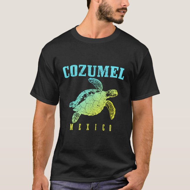 T-shirt Plage de Cozumel Mexique Tortue de mer Surfer Plon (Devant)