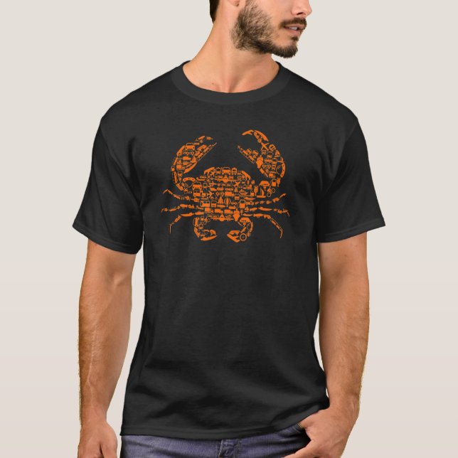 T-shirt Plage de crabe Vie aquatique Marin Soleil Vague (Devant)
