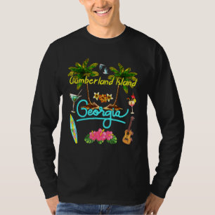 T-shirt Plage de Cumberland Island Palm d'été Surf Sun Set