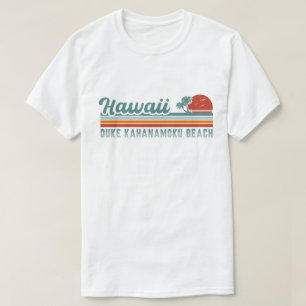 T-shirt Plage de Duke Kahanamoku Hawaii Palmiers rétro 80s