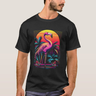 T-shirt Plage de Flamant rose rose Vibes d'été Arbre Palm
