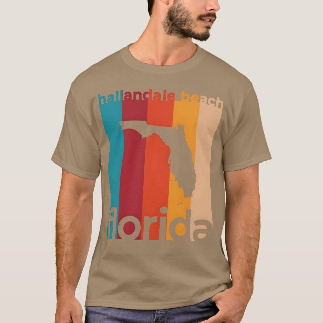 T-shirt Plage de Hallandale Floride Rétro 80 drôle (Devant)