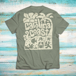 T-shirt Plage de la côte de Caroline Vintage Rétro Palmier