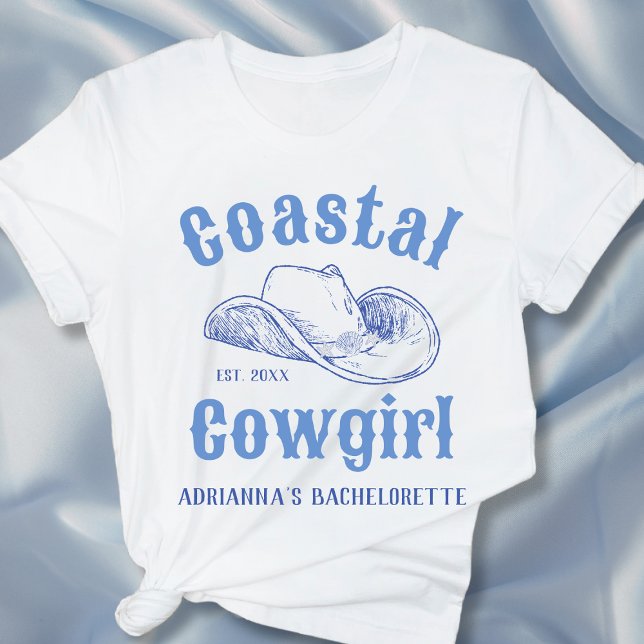 T-shirt Plage de la cowgirl côtière Bachelorette personnal (Coastal Cowgirl Beach Bachelorette Custom T-Shirt)