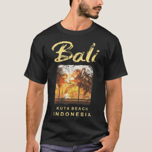 T-shirt Plage de Li Kuta Indonésie Surf vintage Hommes Fem
