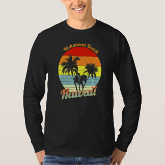 T-shirt Plage de Mahukona Hawaii Rétro Palmiers Tropicaux