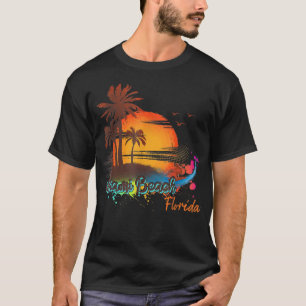 T-shirt Plage de Miami Beach Floride Été Palmiers Coucher 