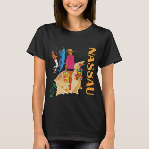 T-shirt Plage de Nassau Bahamas Palmier Coucher de soleil 