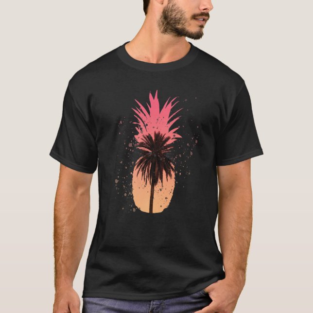 T-shirt Plage de palmier à ananas cool (Devant)