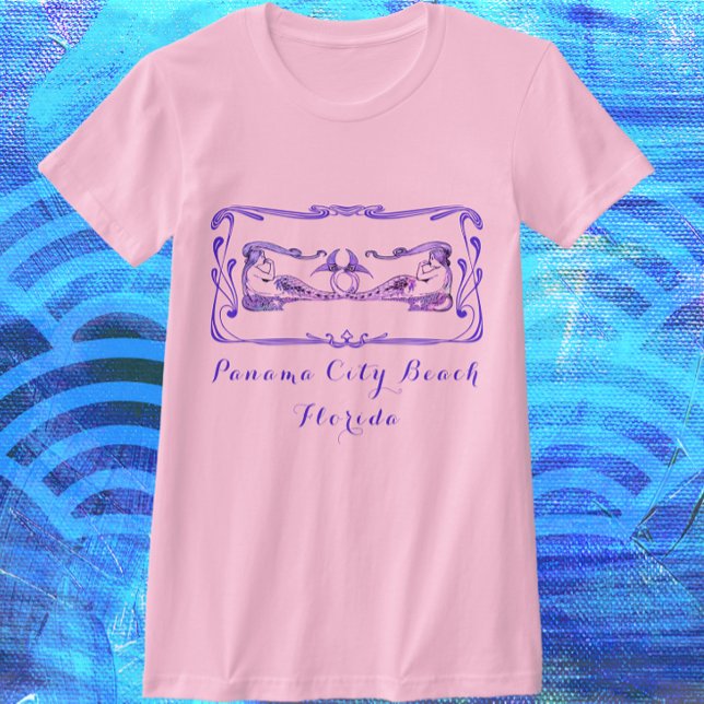 T-shirt Plage de Panama City Floride Joli Mermaiers Art Dé (Color choices available.)