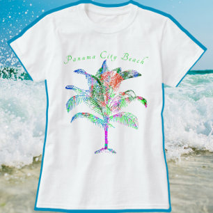 T-shirt Plage de Panama City Floride Palm coloré clair T-S
