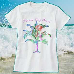 T-shirt Plage de Panama City Floride Palm coloré clair T-S