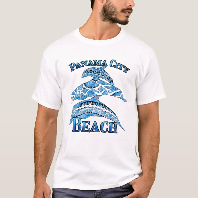 T-shirt Plage de Panama City Floride Vacances Dauphins Tri (Devant)