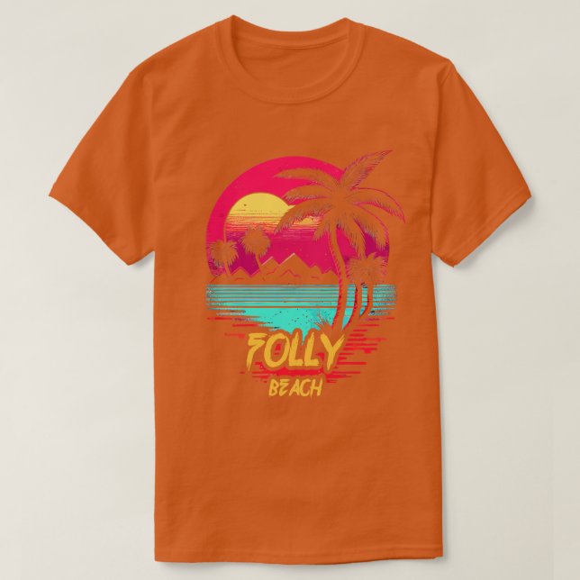 T-shirt Plage de Retrowave Beach Folly Beach (Design devant)