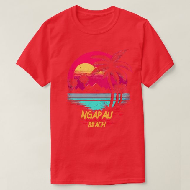 T-shirt Plage de Retrowave Beach Ngapali Beach (Design devant)