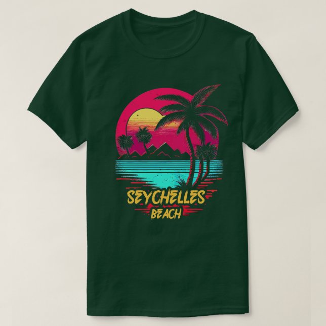 T-shirt Plage de Retrowave Seychelles Beach (Design devant)