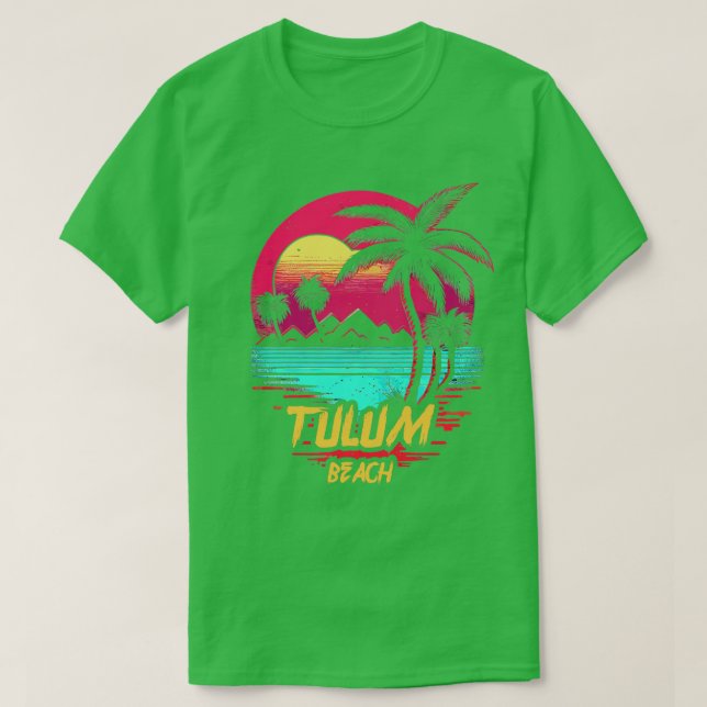 T-shirt Plage de Retrowave Tulum Beach (Design devant)