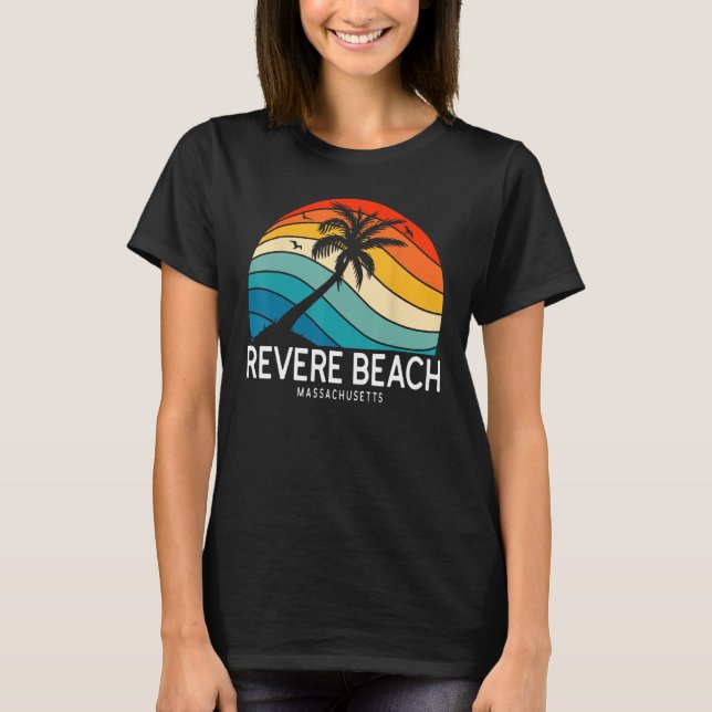 T-shirt Plage de Revere Massachusetts Plage Palm Tree Souv (Devant)