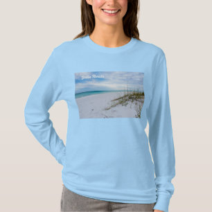 T-shirt Plage De Sable Blanc Et D'Oats De Mer Longue Manch