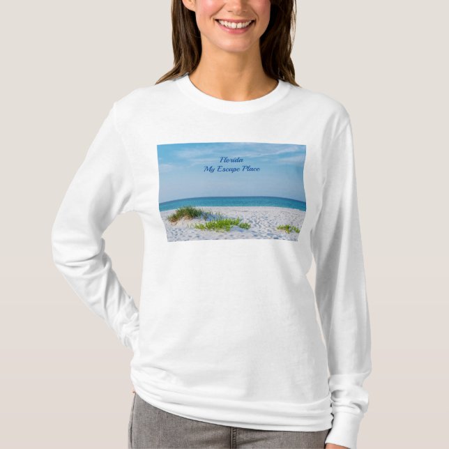 T-shirt Plage de sable blanc Floride Littoral Long Manche (Devant)