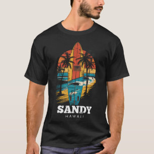 T-shirt Plage de sable Hawaii Surfboard Surf Rétro 