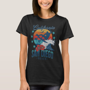 T-shirt Plage de San Diego Californie Surfant Vacances Vin