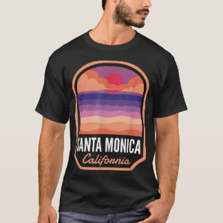 T-shirt Plage de Santa Monica CA Retro Sunset